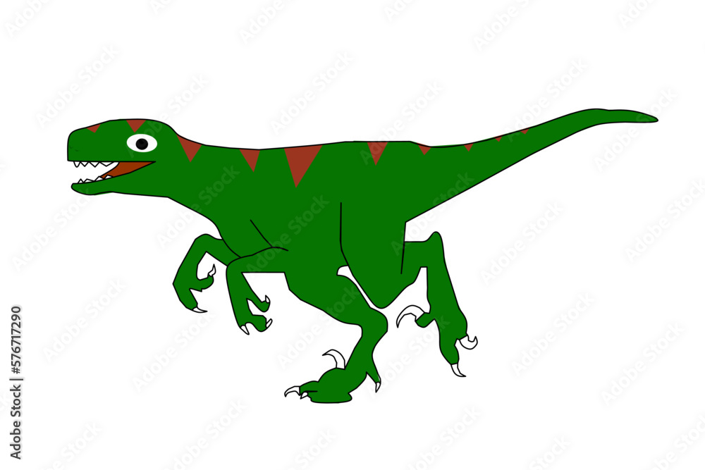 Fototapeta premium Cute Velociraptor With White Background. Vector illustration