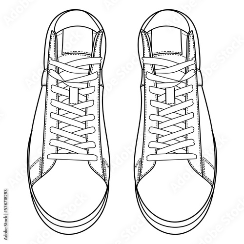 Hand drawn sneakers, gym shoes. Doodle vector illustration.