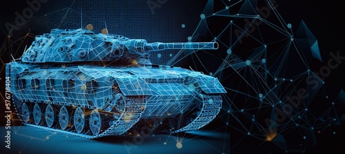 abstract lines and dots military machine icon. Illustration.Generative AI