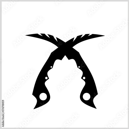 Kerambit , Kerambit is a small curved hand knife, Iconic Traditional Weapon from Minangkabau, West Sumatera, Indonesia. Vector Illustration for Icon, Logo etc