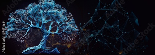 Scientific tree concept of network connection background. Data Generative AI