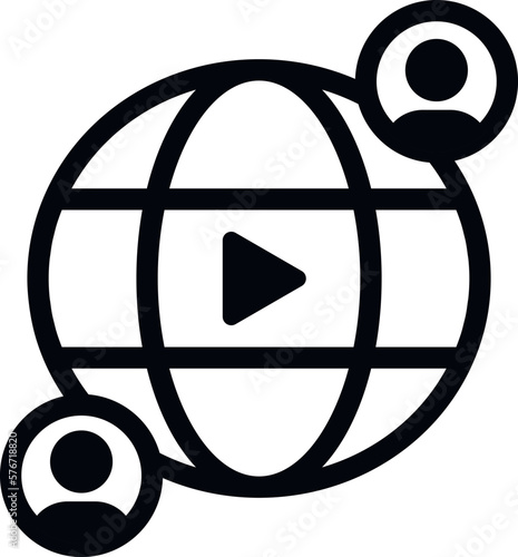 global, online training, videos, profile icon. Simple glyph, flat vector of Online traning icons for UI and UX, website or mobile application on white background