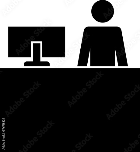 a seller at the cashier vector icon