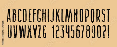 Narrow sans serif font in the style of hand drawn graphic