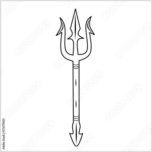 Tombak Trisula, Iconic Traditional Weapon from south Sumatra, Indonesia. Vector Illustration