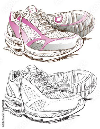 Running Shoes Pen and Ink Drawing
