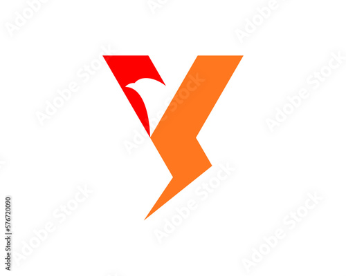 Flying eagle with electrical symbol logo