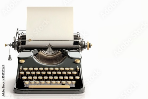 Old vintage typewriter, isolated on white background. Generative AI