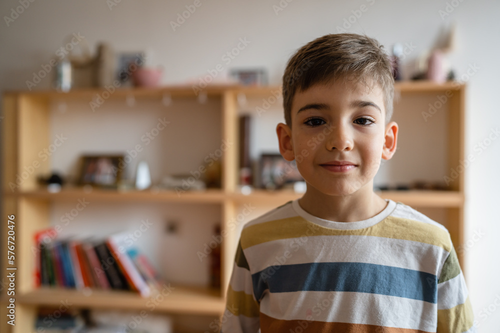 portrait of one caucasian boy preschooler child at home waist up serious portrait of one caucasian boy preschooler child at home waist up serious