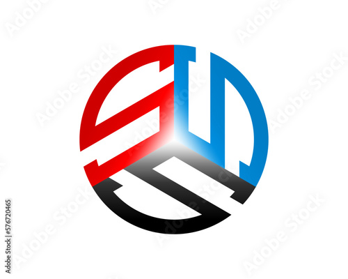 SSS Letter in red black and blue forming a circle logo