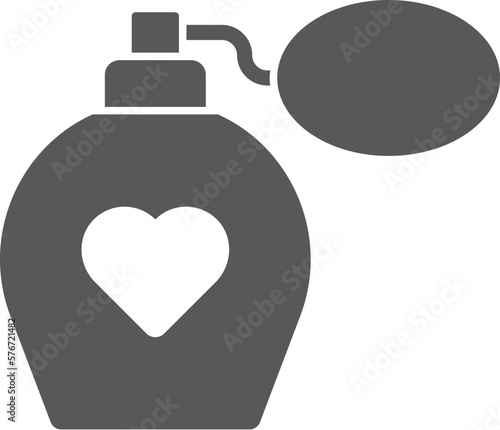 Perfume bottle with heart gift icon. Simple glyph, flat vector of valentines day, love icons for UI and UX, website or mobile application on white background