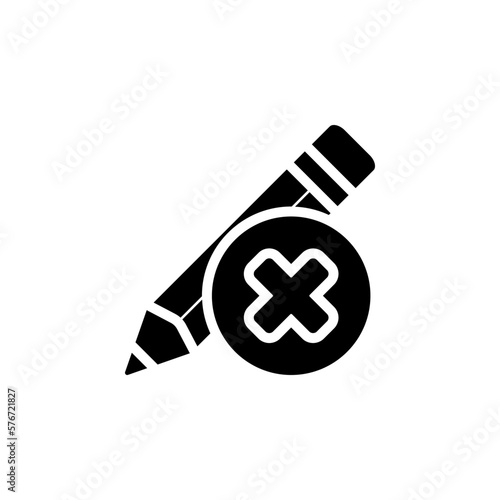 sign of the cross in a circle on a pencil icon. Simple glyph, flat vector of Web icons for UI and UX, website or mobile application on white background photo