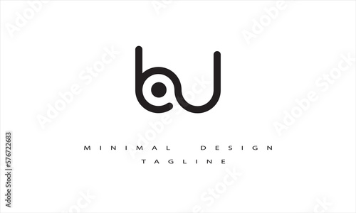 BU or UB Minimal Logo Design Vector Art Illustration