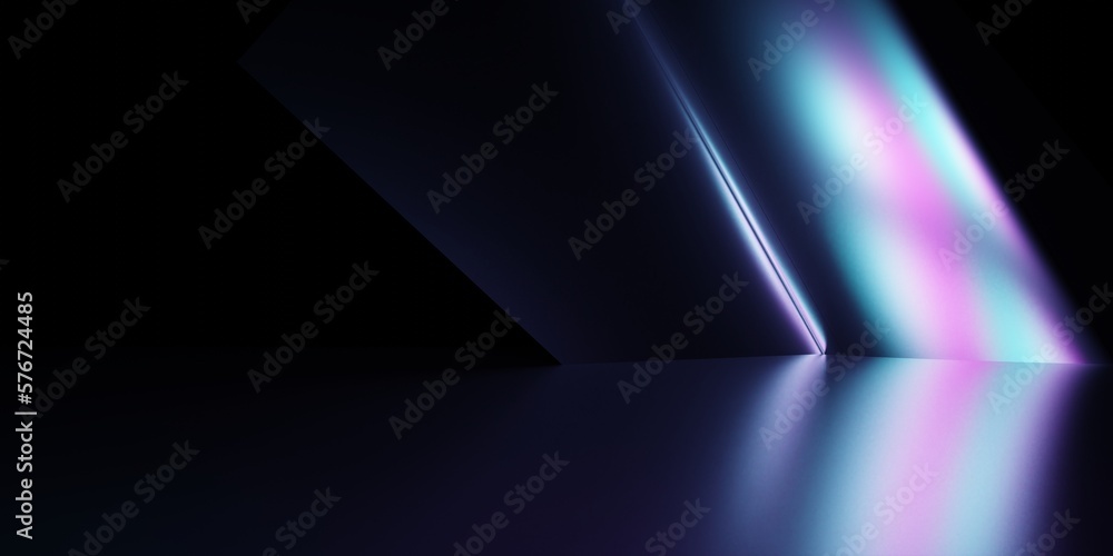 3d rendering of purple and blue abstract geometric background. Scene for advertising, technology, showcase, banner, game, sport, cosmetic, business, metaverse. Sci-Fi Illustration. Product display - obrazy, fototapety, plakaty 