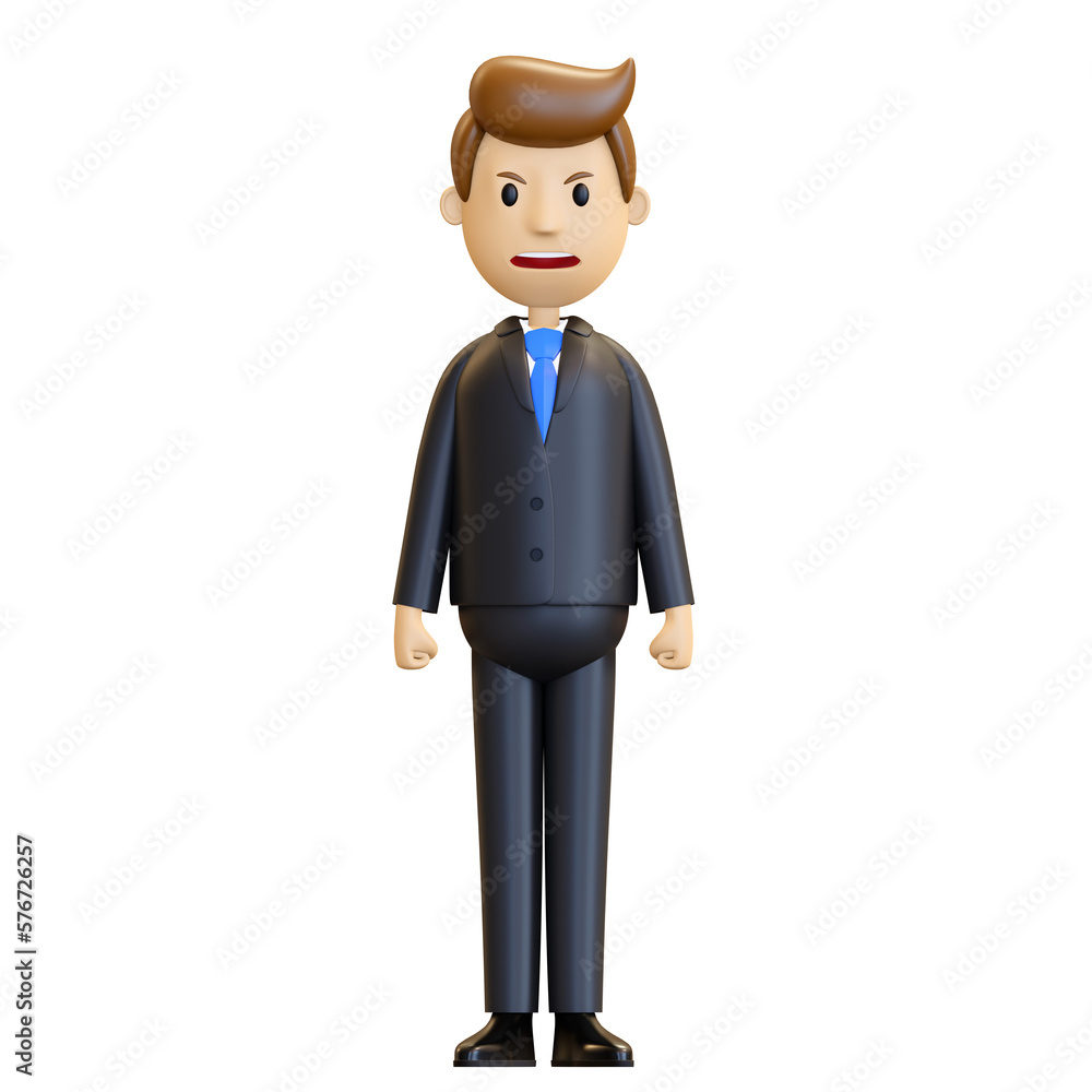 A very angry man with clenched fists. Angry boss, office worker. An