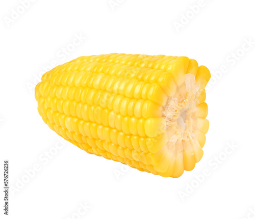 Boiled corn pods on transparent png.