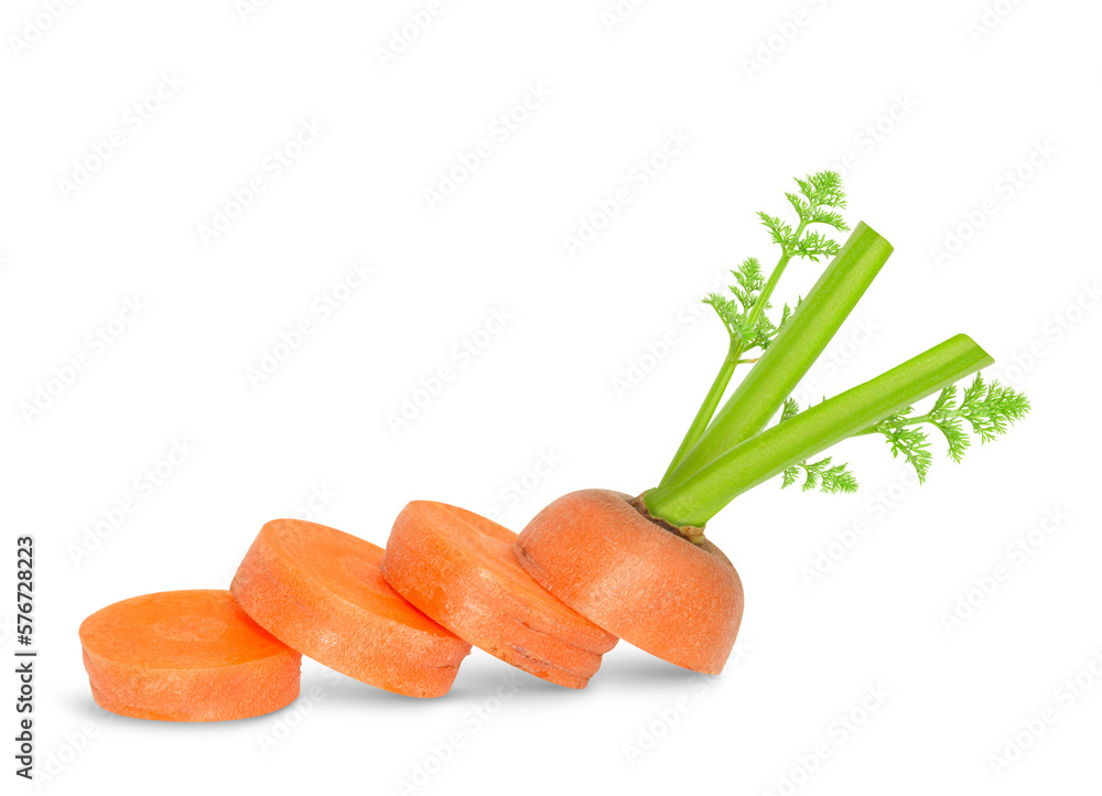 Sliced carrot set isolated on white background. Design elements with clipping path Sliced carrot set isolated on white background. Design elements with clipping path