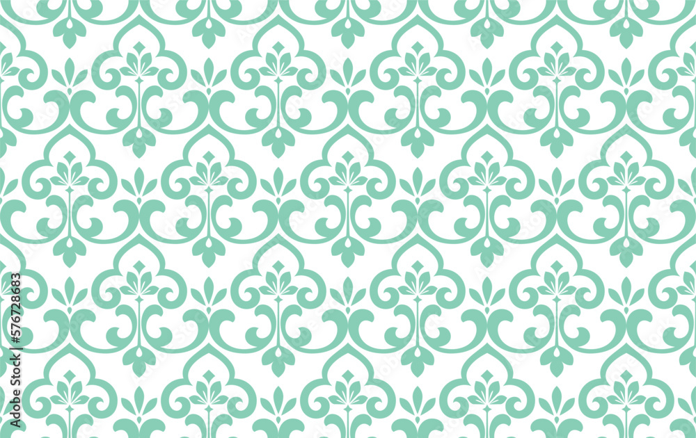 Flower geometric pattern. Seamless vector background. White and green ornament. Ornament for fabric, wallpaper, packaging. Decorative print Flower geometric pattern. Seamless vector background. White and green ornament. Ornament for fabric, wallpaper, packaging. Decorative print