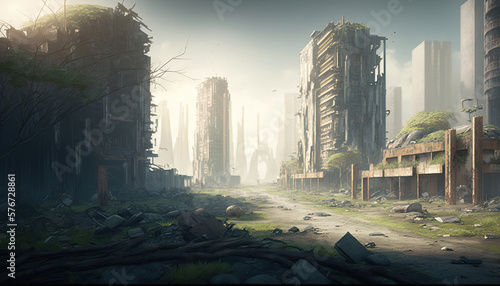 Ruin Cityscape,view of the city,Urban Illustration
