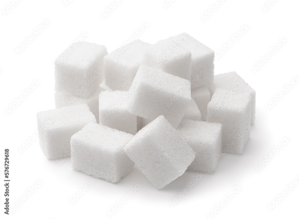 Pile of white refined sugar cubes Pile of white refined sugar cubes