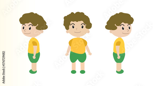 Young Boy Isolated on White, Vector Illustration 