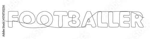 One continuous line of Footballer word. Thin Line Illustration vector concept. Contour Drawing Creative ideas.