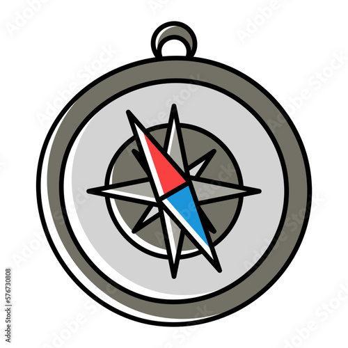 cardinal directions finder concept, Compass vector color omission icon design, Camping and outdoor symbol, extreme sports equipment sign, Wildlife and Expedition illustration 