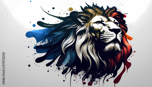 Czech lion colorful painting created by generative ai