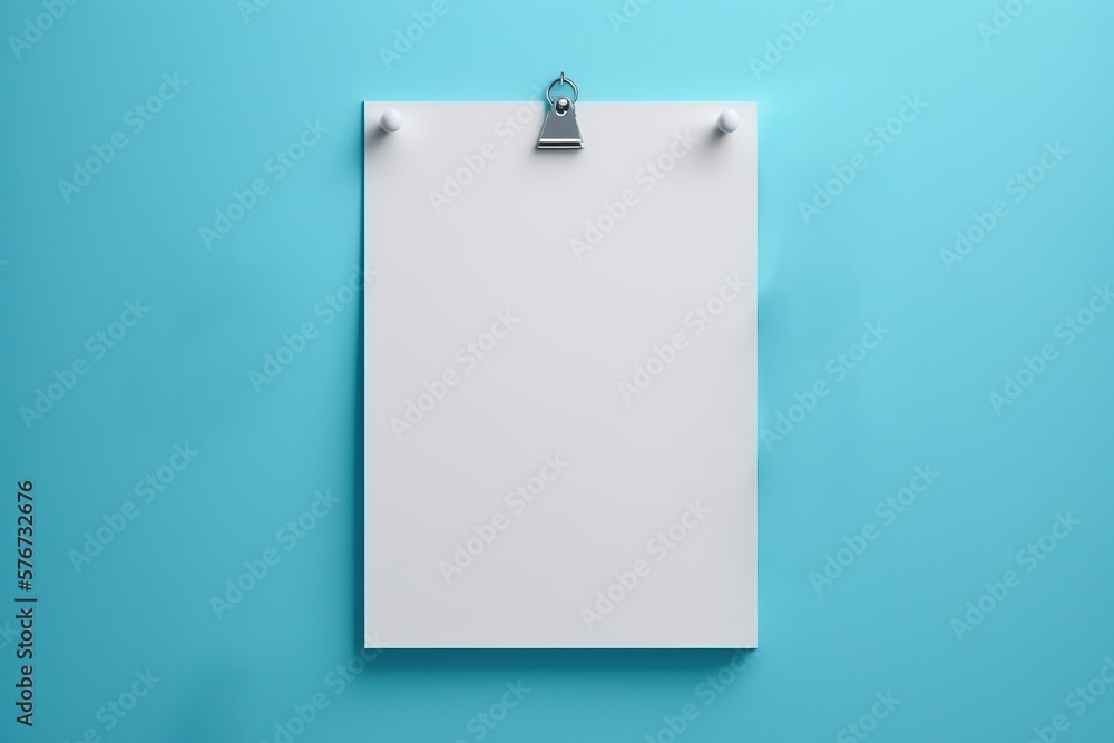 blue wall poster frame mockup, Generative AI