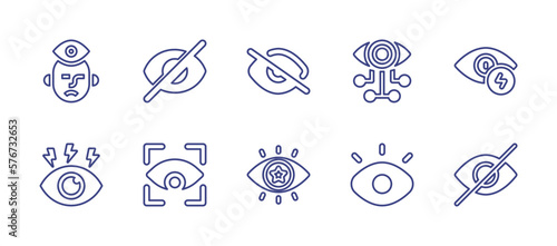 Eye line icon set. Editable stroke. Vector illustration. Containing paranoia  closed eyes  off  eye  red eyes  scan  vision  hidden.