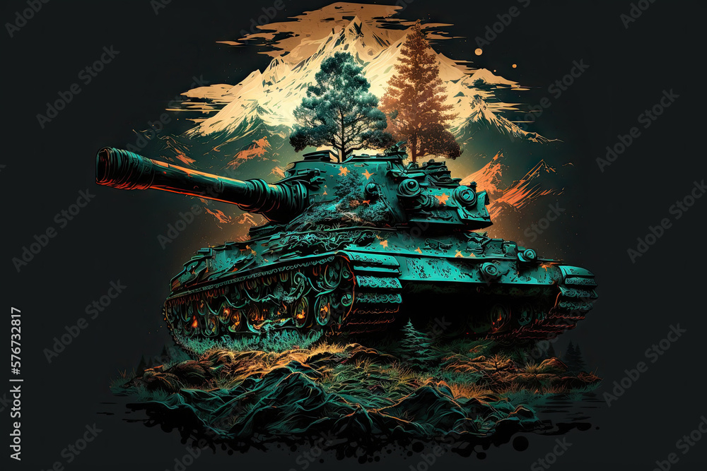 Obraz premium Awe-Inspiring Tank of Magical Majesty Generative AI