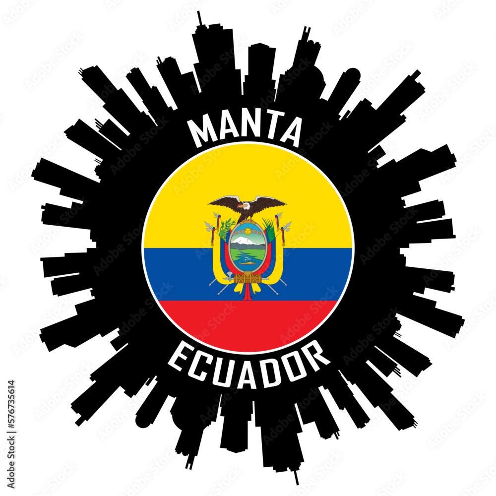 Manta Ecuador Flag Skyline Silhouette Manta Ecuador Lover Travel