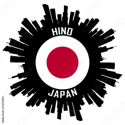 Hino Japan Flag Skyline Silhouette Hino Japan Lover Travel Souvenir Sticker Vector Illustration SVG EPS AI photo