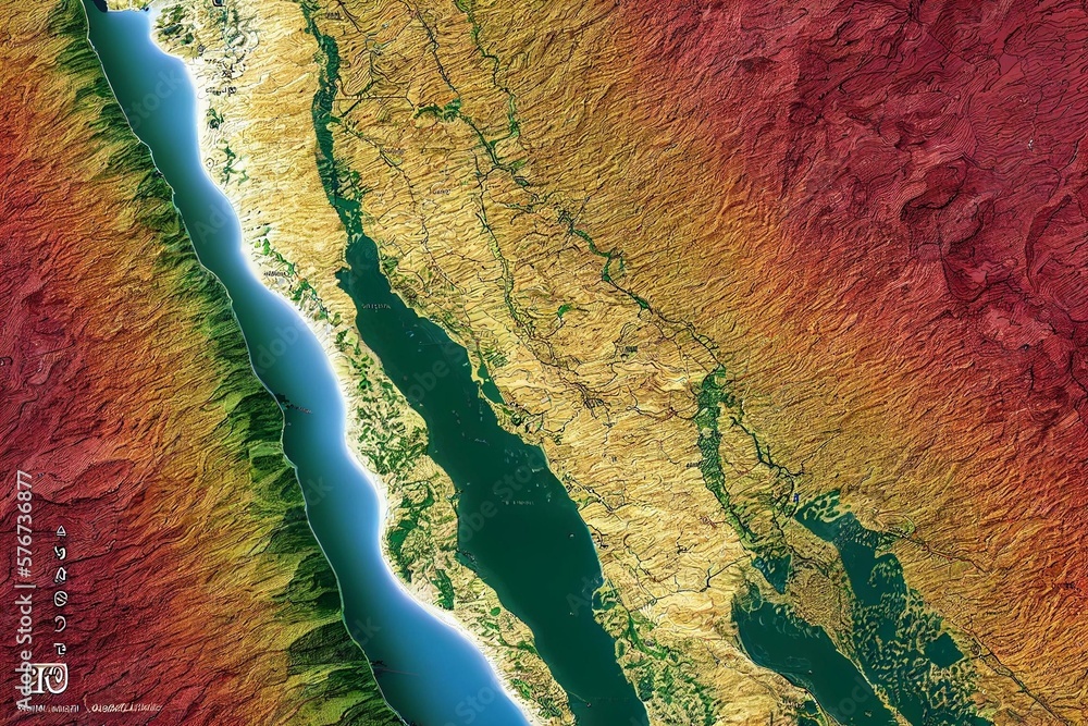 High resolution topographic map of southern California with land cover