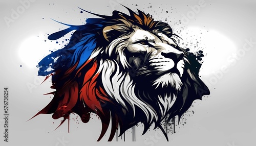 Czech lion colorful painting created by generative ai