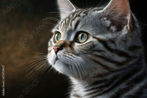 Adorable American Shorthair Marvelously Minty cat, Purrfectly Plump, and Sweetest of Meows. Generative AI © Ян Заболотний