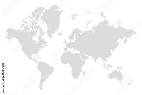 Grey map of the world on a white background. Vector illustration.