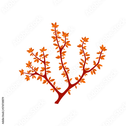Seaweed icon isolated underwater polyp in deep sea waters. Vector sea coral anemone plant icon. Gorgonian aquatic plant, aquarium organism