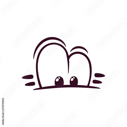 Comic character personage cartoon eyes depicting surprise, black irises doodle. Vector vision look sight, mad hypnotic eyes, emoticon funny expression