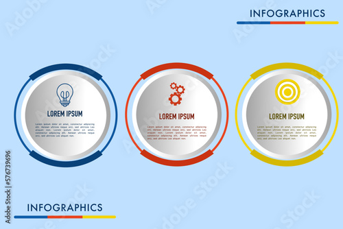 Vector infographic design template with 3 options or steps, sections, segments. Business concept. marketing infographic vector illustration