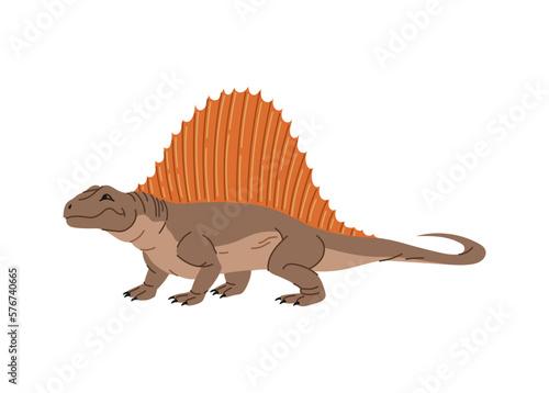 Spinosaurus isolated spine lizard  cartoon dinosaur cute character. Vector dino with tall neural spines on back. Animal of prehistoric period  big ancient lizard