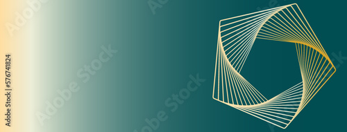 abstract header design with pentagon lines on a teal background.