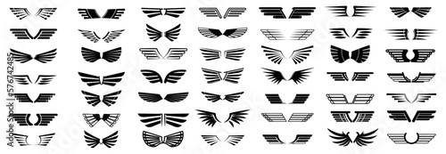 Set of wings icons. Vector illustration.