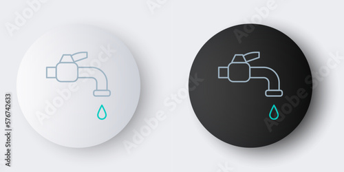 Line Water tap icon isolated on grey background. Colorful outline concept. Vector