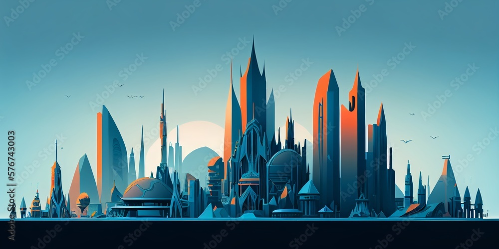 urban panorama cityscape,digital illustration generative AI