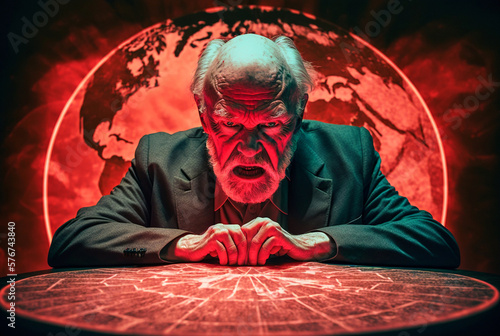 old man with world map in a...