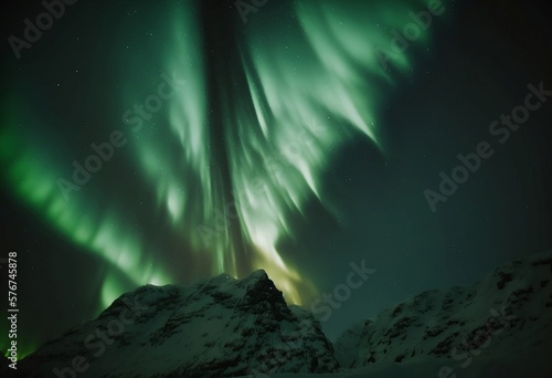 Aurora Borealis Northern Lights in Winter Arctic Landscape - Generative AI 004