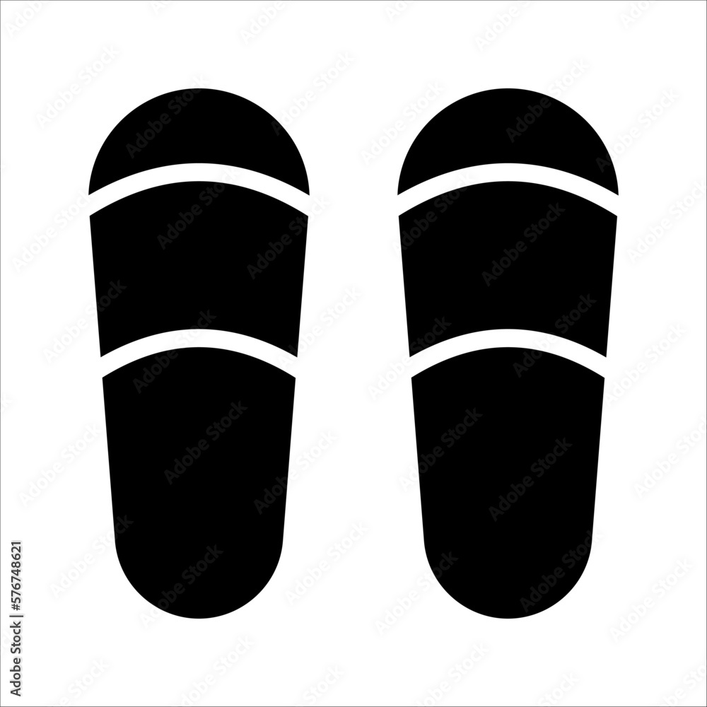 Slipper linear vector icon. Flip flops line thin sign. vector illustration on white background Slipper linear vector icon. Flip flops line thin sign. vector illustration on white background