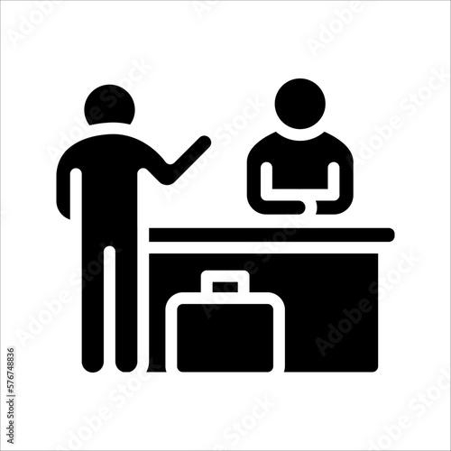 reception desk icon, customer service, thin line symbol for web and mobile phone, vector illustration on white background