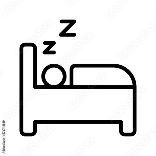 bed line icon, outline hotel room vector logo, vector illustration on white background
